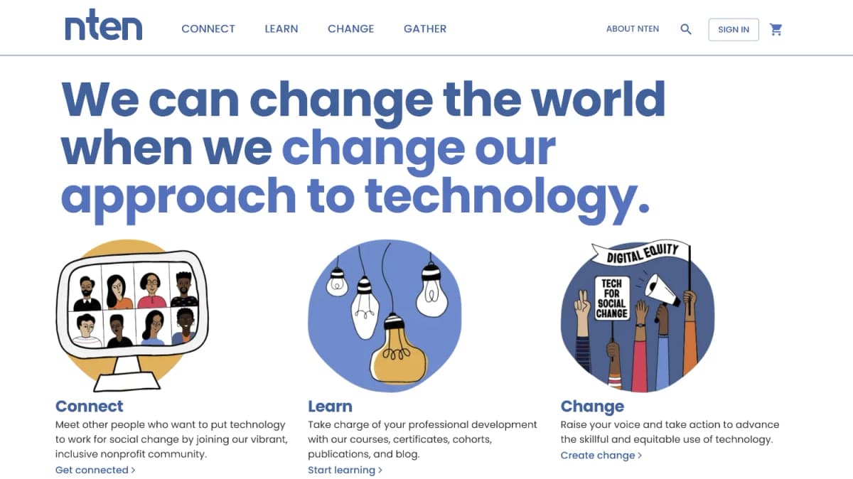 Screenshot of nten.org home page